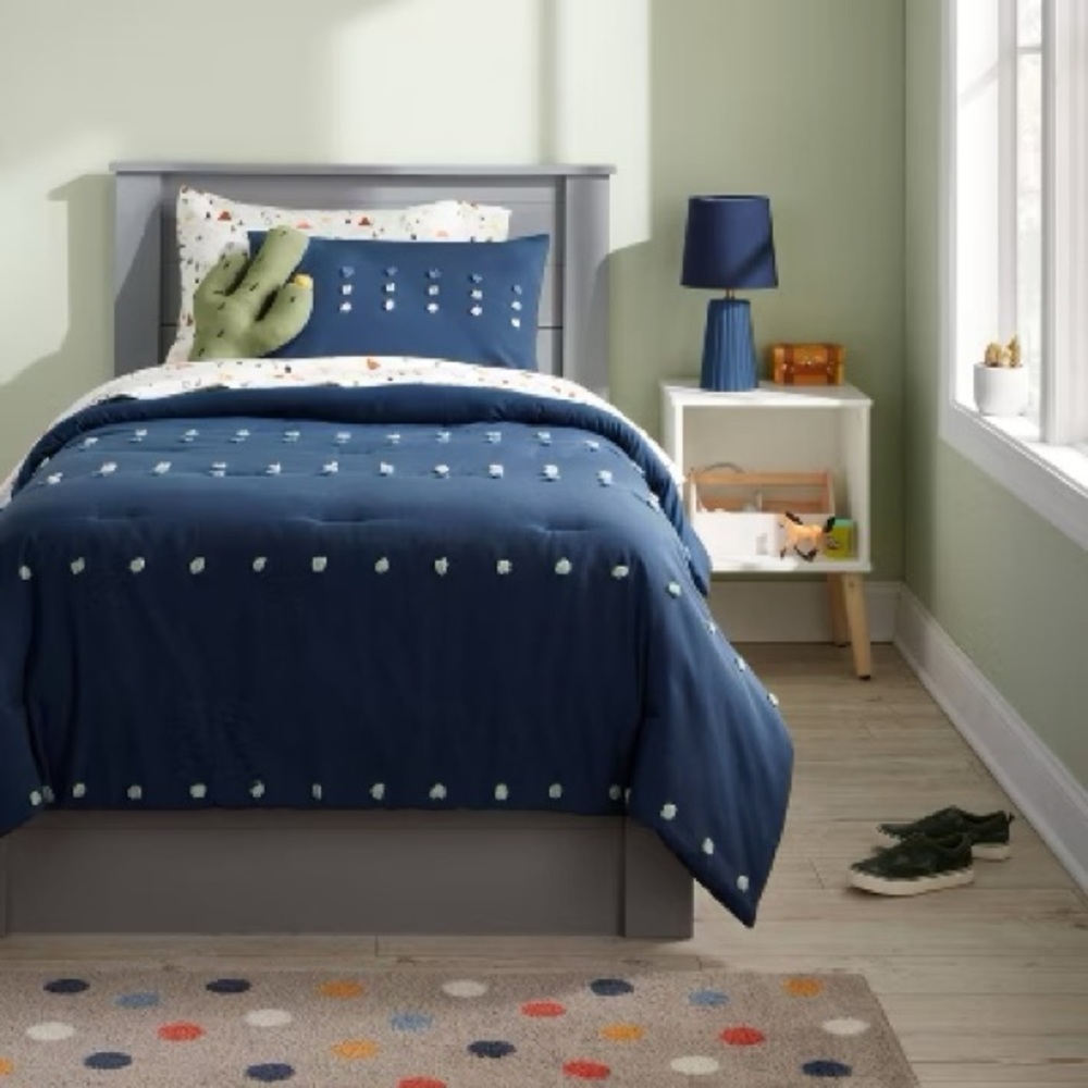 Pillowfort Navy Poms Duvet Cover and Sham